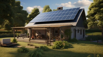 Obraz premium Solar Power panels floating on water, innovative renewable energy solutions for maximum efficiency,