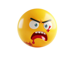 Fototapeta premium Isolated Angry Emoji with Bruises and Blood