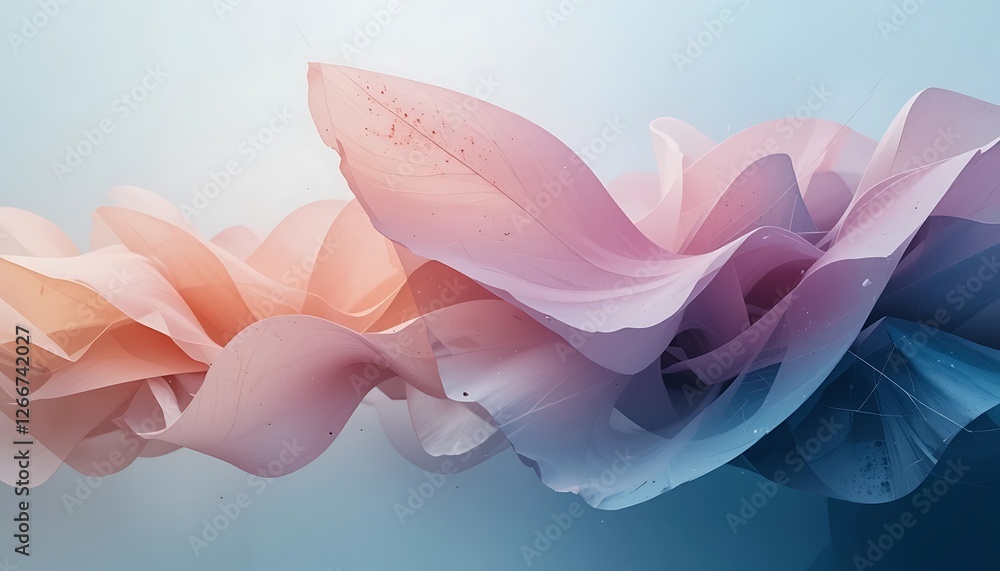 Poster subtle gradient waves forming delicate layers in translucent hues