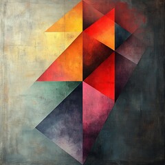 Fototapeta premium Abstract Geometric Composition with Vivid Color Blocks and Unique Shapes on a Texture Background