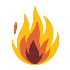 Flat Fire Flame Icon Vector Illustration – Burning Flames, Campfire, Bonfire on Isolated Background for Fire Hazard, Heat, and Energy Concepts