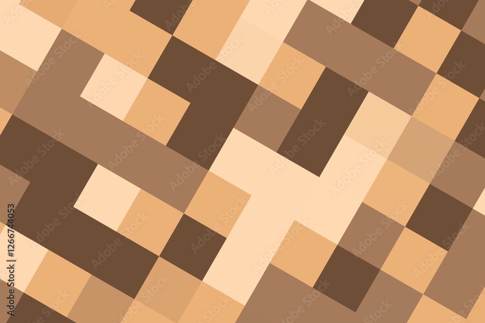 Poster warm brown and orange square pixelated texture with a digital mosaic effect. abstract geometric back