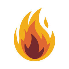 Flat Fire Flame Icon Vector Illustration – Burning Flames, Campfire, Bonfire on Isolated Background for Fire Hazard, Heat, and Energy Concepts