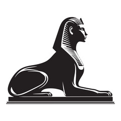 Artistic and historic Sphinx silhouette symbolizing riddles - Sphinx illustration - Sphinx vector - mythical creature silhouette
