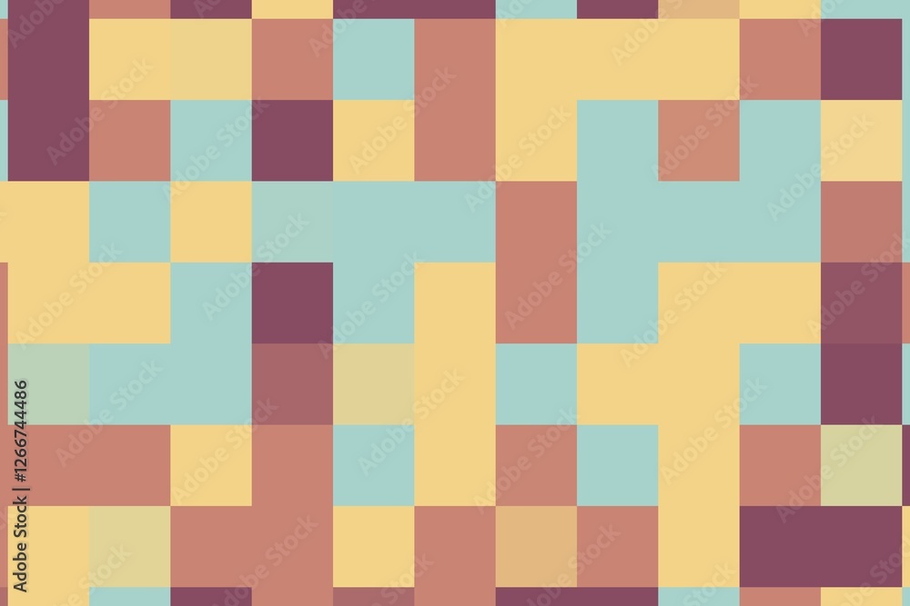 Poster vibrant yellow and teal square pixelated texture with a digital mosaic effect. abstract geometric ba