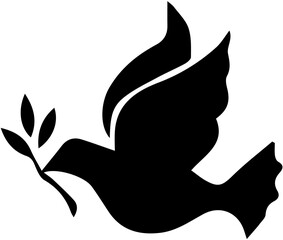 vector dove silhouette with olive branch
