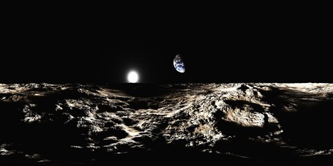 Moon surface, HDRI, environment map , Round panorama, spherical panorama, equidistant projection, panorama 360, 3D rendering © ustas
