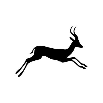 Black springbok jumping silhouette vector illustration on white background