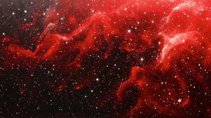 Stunning Red Nebula with Bright Stars in a Cosmic Space Background