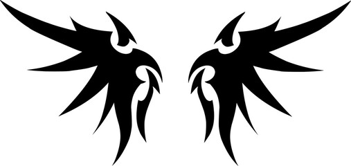 sketch of tribal tattoo wings. vector drawing wings made with patterns and shapes. beautiful abstraction