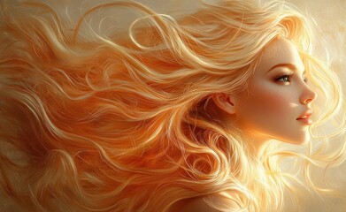 Glamorous brunette girl with long wavy black hair in high fashion style and soft natural lighting