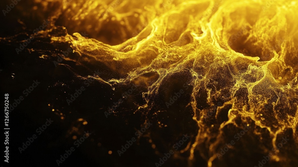 Poster glowing golden abstract texture with intricate flowing patterns
