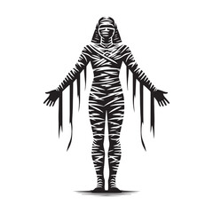 Mythology-based Mummy silhouette wrapped in eerie mystery - Mummy illustration - Mummy vector - mythical creature silhouette
