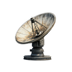 Isolated Distressed Grey Satellite Antenna, Weathered Communication Device