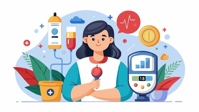This image depicts a patient using a digital blood sugar monitor, showcasing the ease and convenience of modern technology in managing diabetes and other conditions requiring regular blood glucose mo
