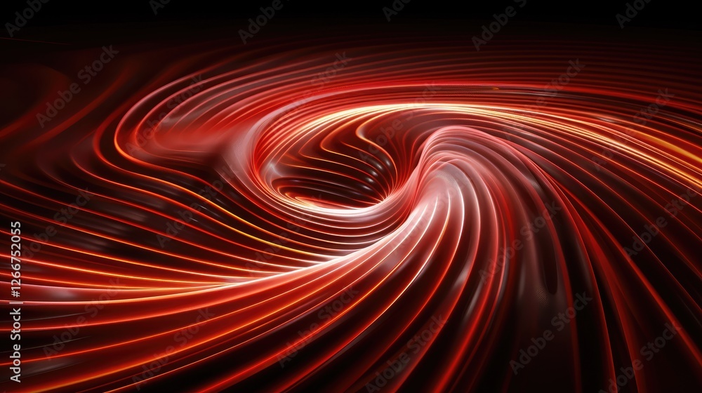 Poster dynamic flow of abstract red light swirls digital art creation visual design modern aesthetic close-