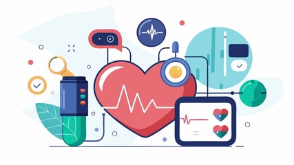 The image showcases a high-tech wearable heart monitor, highlighting its capabilities for continuous heart rate monitoring, data analysis, and integration with other health apps, creating a powerful