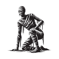 Horror classic Mummy silhouette wrapped in terror - Mummy illustration - Mummy vector - mythical creature silhouette
