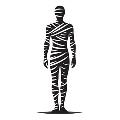 Mysterious wrapped Mummy silhouette representing horror folklore - Mummy illustration - Mummy vector - mythical creature silhouette
