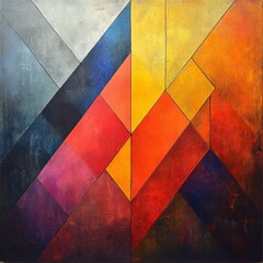 Fototapeta premium Abstract geometric composition with vibrant colors and dynamic shapes reflecting modern artistic expression and creativity in contemporary design