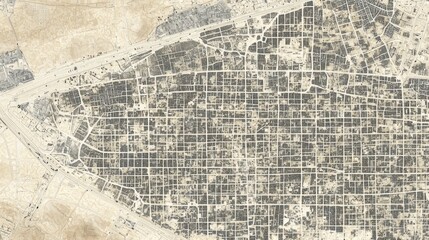 Obraz premium Aerial view of a desert city, showing urban sprawl and highway