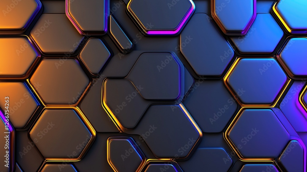 Poster dynamic hexagonal patterns digital design studio abstract art futuristic environment close-up view t