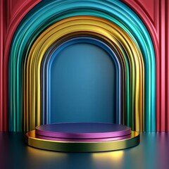 Vibrant Arched Stage: A Portal to Creativity and Joy in Bold Colors, product display