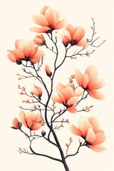 Elegant Magnolia Blossoms on Delicate Branch - Nature's Art in Bloom