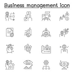 business management icon set in thin line stlye