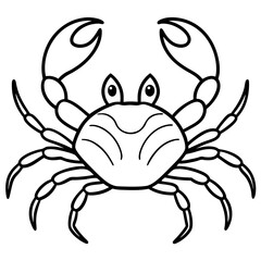 Hand drawn crab style for coloring book for adult line art on white background.