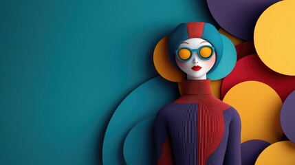 Fototapeta premium Creative fashion portrait studio photography colorful background close-up modern art concept