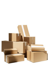 Isolated Assorted Cardboard Boxes Neatly Arranged For Safe Shipping