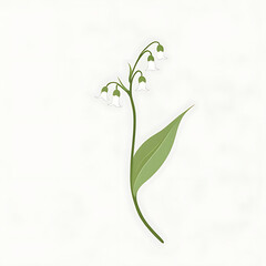 Naklejka premium Simple minimalist Lily of the Valey flower illustration in vector art style, Created with generated AI.