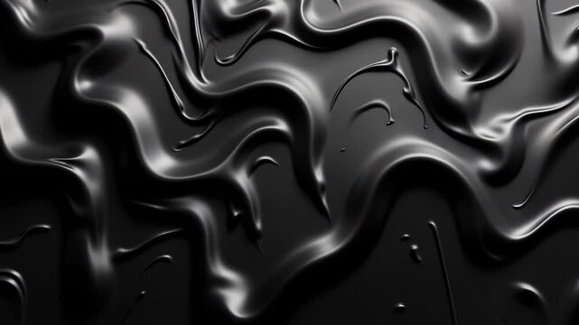 Abstract Black Liquid Texture with Smooth Waves and Glossy Finish