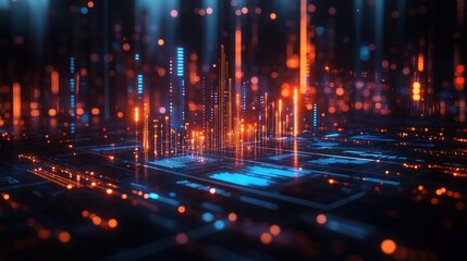 Obraz premium Futuristic Financial Data Visualization Chart Analysis Report Marketing Research Strategy Technology Development
