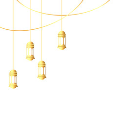 Obraz premium Golden Hanging Islamic Lantern Corner