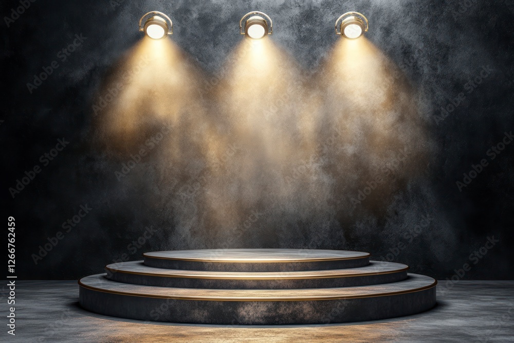 Canvas Prints empty podium with spotlights on it, representing the award ceremony for various awards or ceremonies. How to win a shiny, golden medal for your signature work.