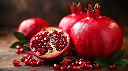 pomegranate fruit on dark background