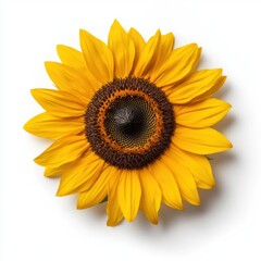 Fototapeta premium Bright yellow sunflower with detailed texture and vibrant petals on white background