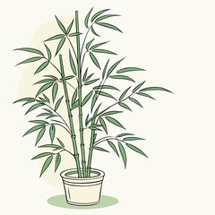 Obraz premium green bamboo plant in pot vector illustration