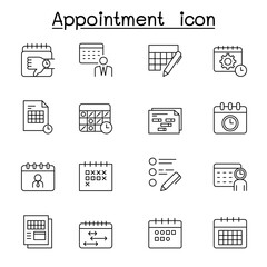 appointment icon set in thin line style