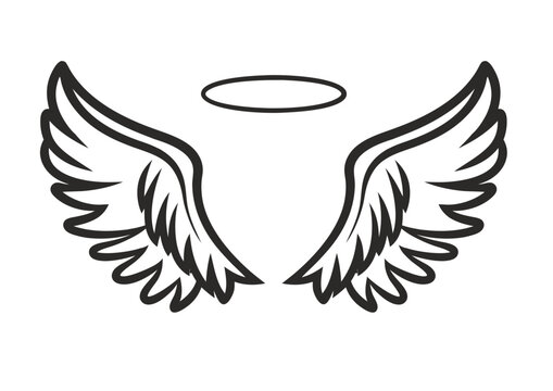 black and white angel wings with aura vector