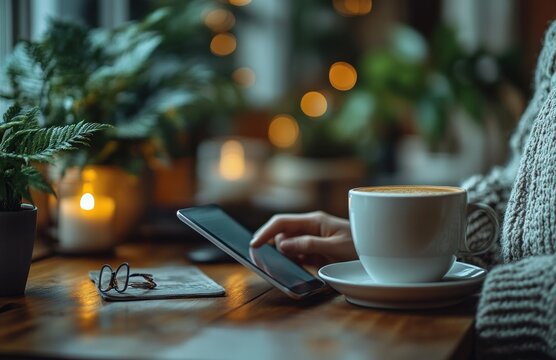 Person using digital tablet to read user guide document in modern workspace