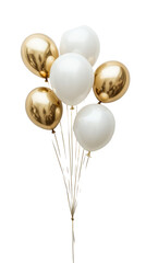 Isolated Composition of Gold and White Balloons for Celebration
