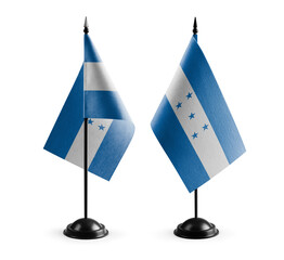 Small national flags of the Honduras on a white background