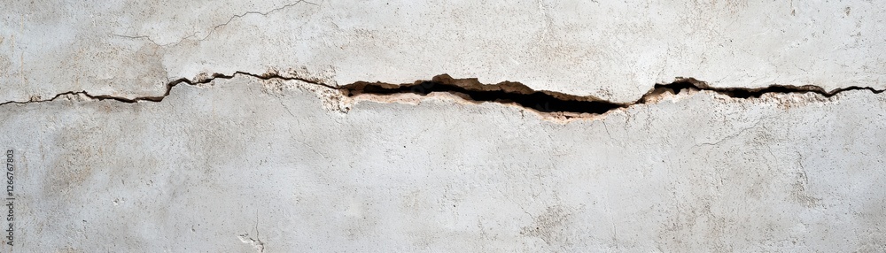 Poster cracked wall surface with visible texture and patterns in light and shadow on weathered concrete bac