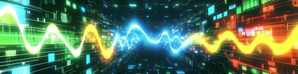Data flow, network, digital, wave, abstract, technology, background, future