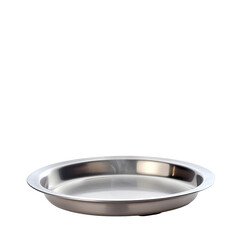 Isolated Stainless Steel Shallow Bowl with Reflected Light