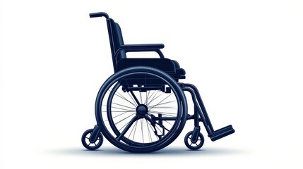Fototapeta premium A side view of a modern wheelchair on a clean background, symbolizing mobility and accessibility