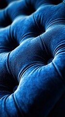 Deep blue velvet tufted upholstery texture detail